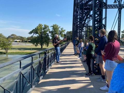 Man on Waco Suspension Bridge.