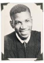 yearbook picture of young man in black and white