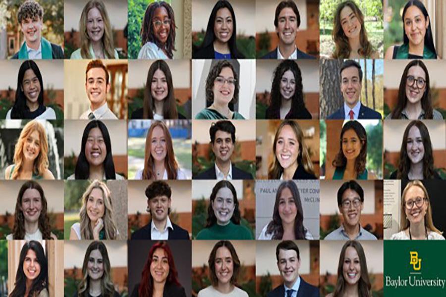 A grid of headshots of the 23 Baylor students who won Fulbright awards.